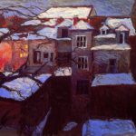 Zagrebački krovovi noću, mixed media, 48x68, 2013