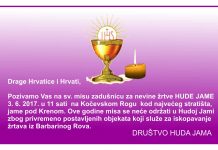 Roman Leljak poziva ispred društva ‘ Huda jama’ na svetu misu