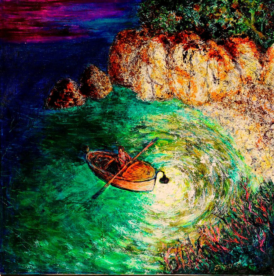Night fishing 4, liquid acrylic on canvas, size 80 x 80 cm, by Capt.Stjepko Mamic (2)