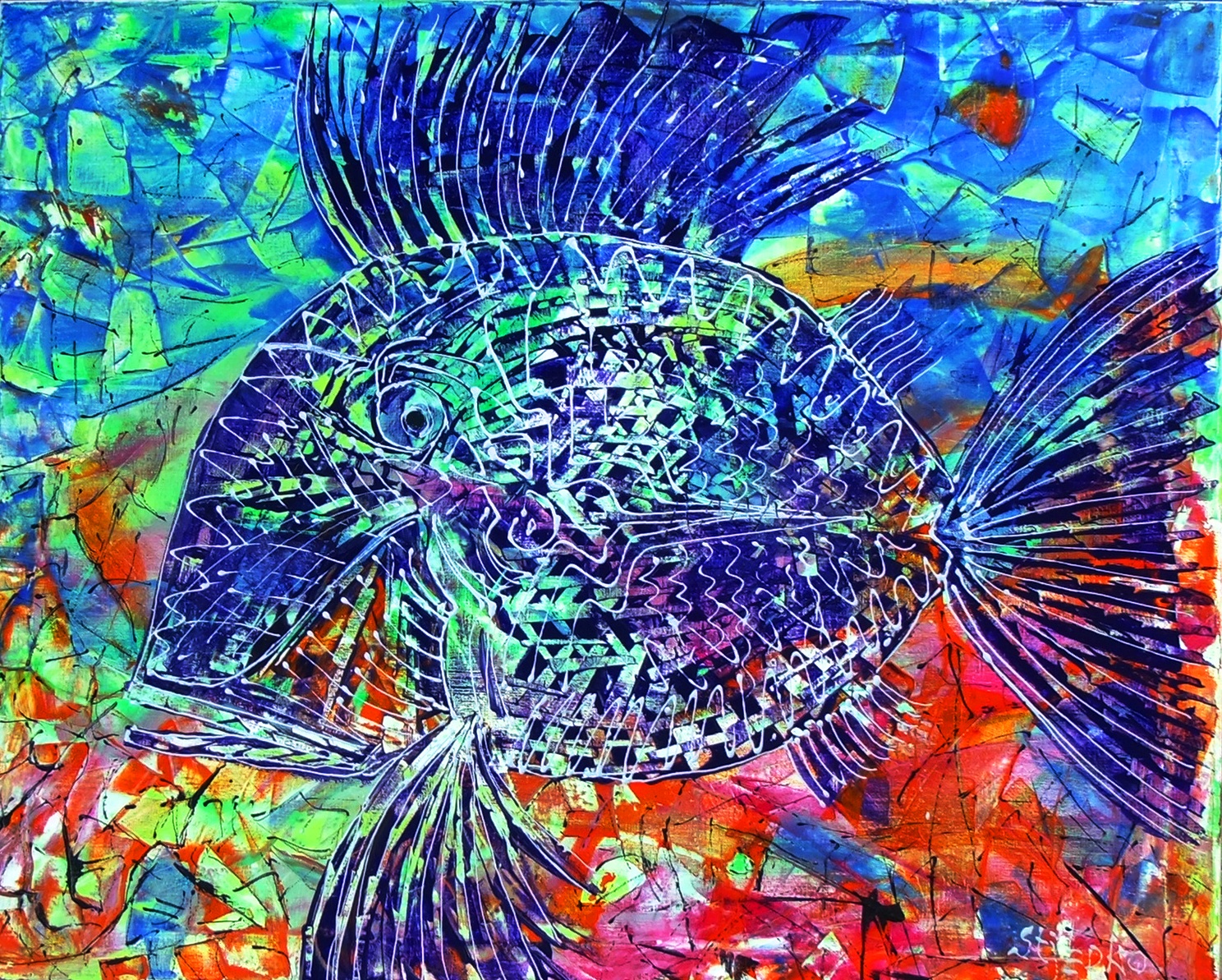 Raguzino colorado, acrylic on linen canvas 100 x 80 x3 cm, price 1000 Euro