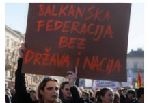 Ovaj transparent Antifa jasno govori koji je plan- Balkanska unija, a ne borba protiv fašizma!