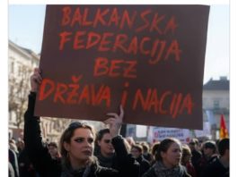 Ovaj transparent Antifa jasno govori koji je plan- Balkanska unija, a ne borba protiv fašizma!