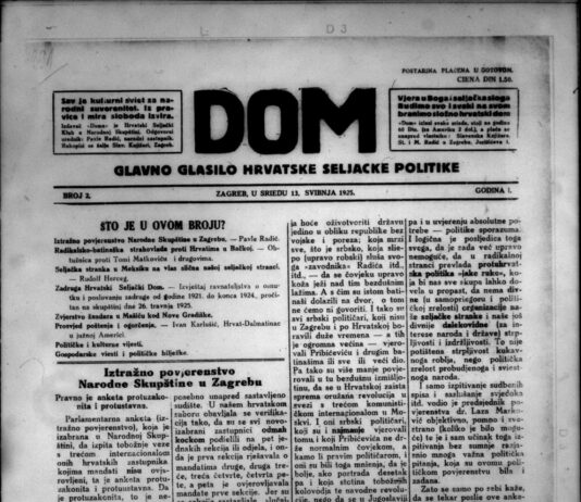 »Dom« iz 1925. – Strahovlada proti Hrvatima