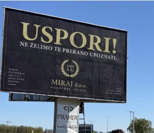 Pogrebnik na orginalan način pokušava upozoriti na divljanje u prometu!